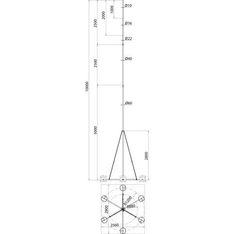 DEHN - Fangeinrichtung für Blitzschutz Fangstange FSD601010MALSBSSTTZN D60/10mm L10M Al