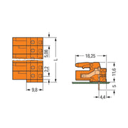 WAGO - Leiterplattensteckverbinder THT-Federleiste abgewink. 232-265 Maß 5,08mm,orange − 100 Stück