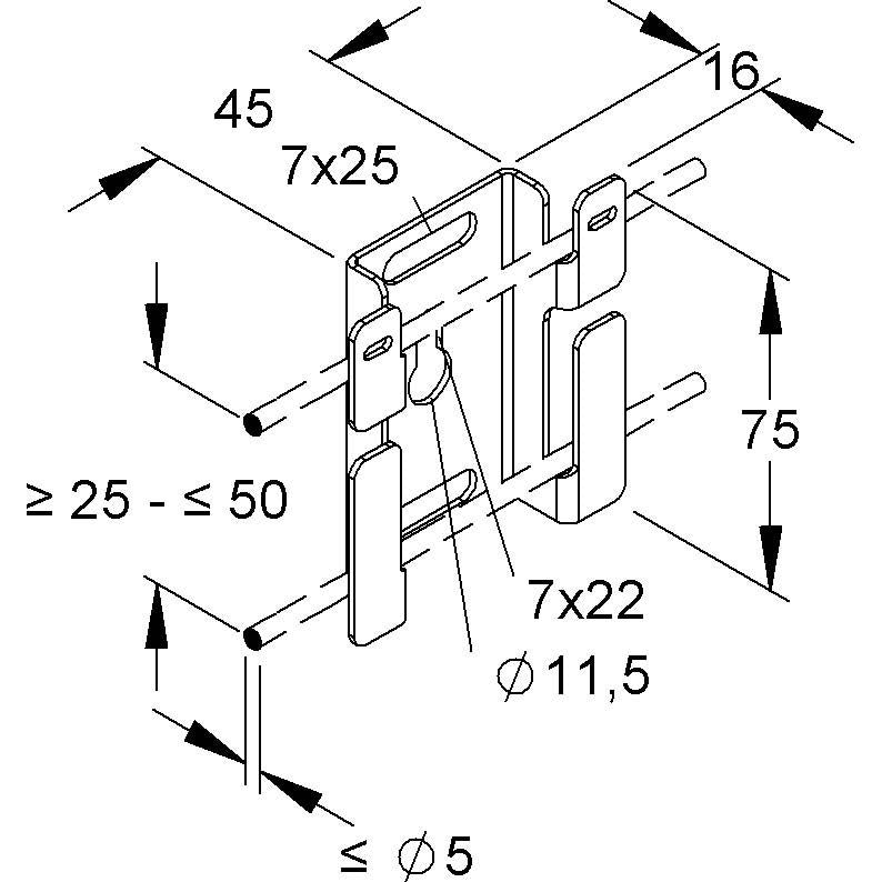 Niedax - Montageplatte für Kabeltragsystem Montagebügel GRMB 50 E3