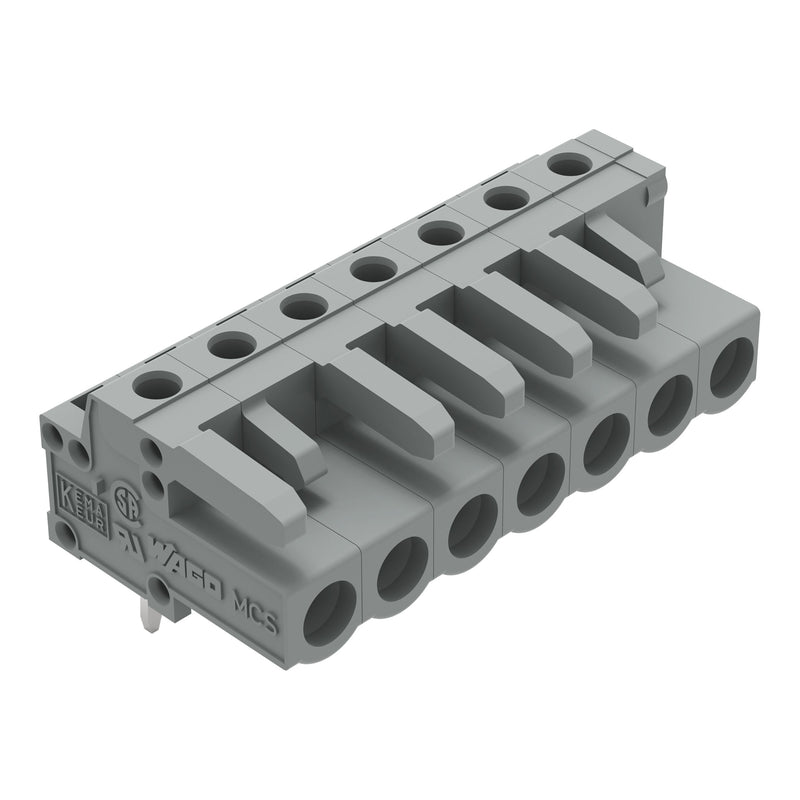 WAGO - Leiterplattensteckverbinder THT-Federleiste abgewink. 232-237 Rastermaß 5mm,grau − 50 Stück