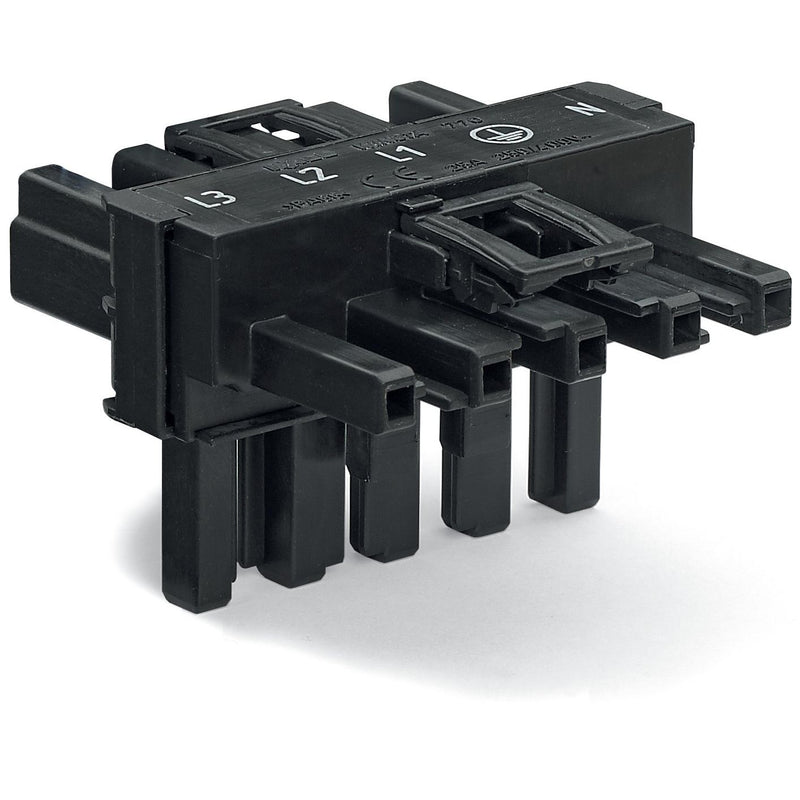 WAGO - Kompaktverteiler für steckbare Gebäudeinstallation T-Verteiler 770-621 5p. sw − 50 Stück
