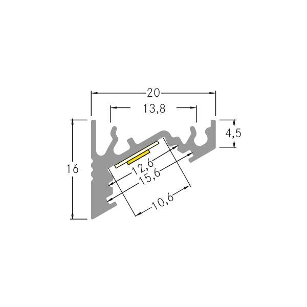 Brumberg Leuchten - Mechanisches Zubehör/Ersatzteile für Leuchten LED-Eckprofil 2000mm 53700260 alu eloxiert