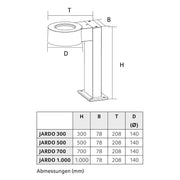 Abalight - Wegeleuchte LED-Pollerleuchte JARDO-300-8-830-B 3000K schwarz 120Gr