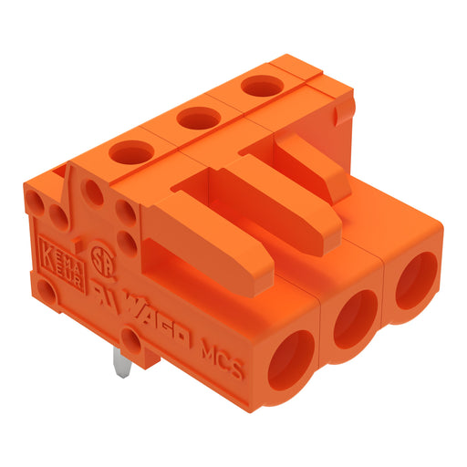 WAGO - Leiterplattensteckverbinder THT-Federleiste abgewink. 232-263 Maß 5,08mm,orange − 100 Stück