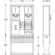 uesa - Zähler-Komplettschrank Zähleranschlusssäule ZAS-2-FL E.DIS AG 1600x745x224mm