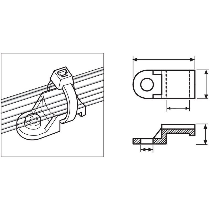 HellermannTyton - Befestigungssockel und -element für Kabelbinder Befestigungssockel TY8G1-N66-NA-C1 − 100 Stück