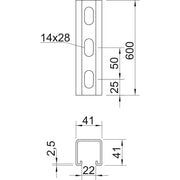 OBO Bettermann - Stiel/Profilschiene Profilschiene MS4141P0600A4 600x41x41mm