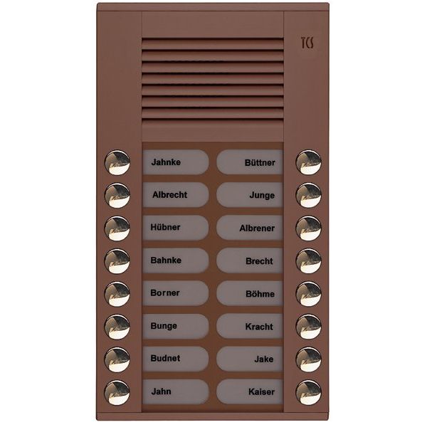 TCS Tür Control - Türstation für Türkommunikation Audioaußenstation 2-reihig PES16-EB/04 16 Tasten AP bronze