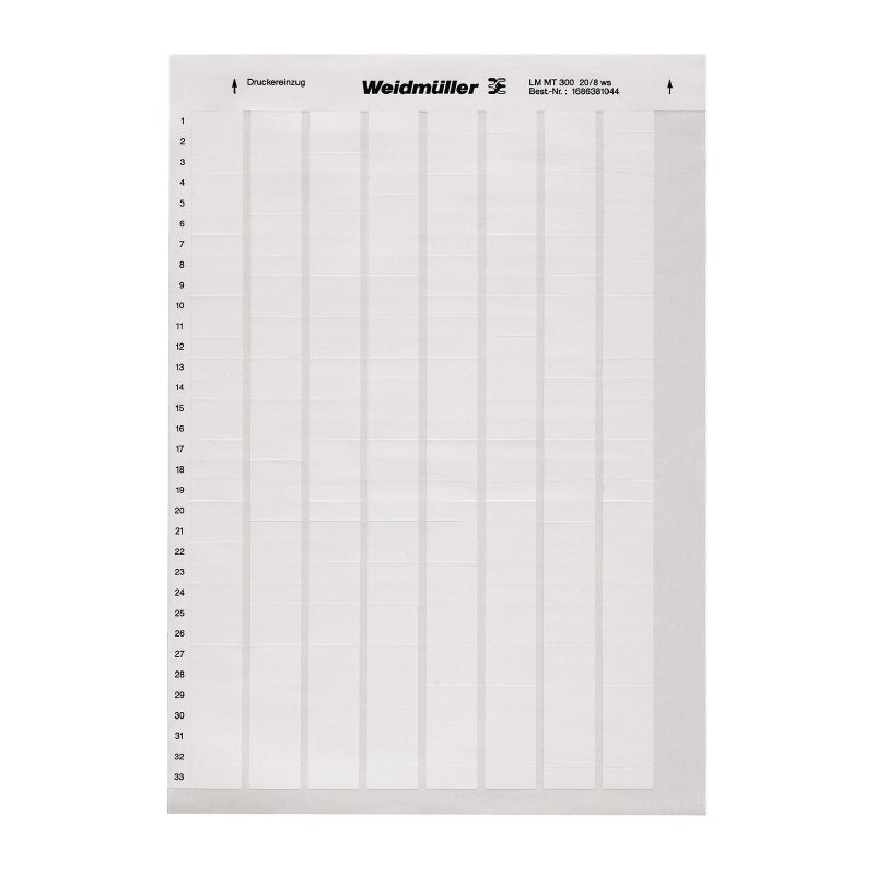 Weidmüller - Kennzeichnungsmaterial Gerätemarkierer LM MT300 20X8 WS − 10 Stück