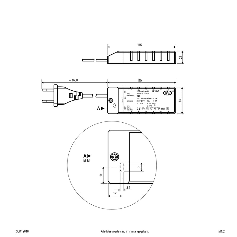 EVN Lichttechnik - LED-Betriebsgerät LED-Netzgerät SLK 120 36 12VDC 1-36 Watt