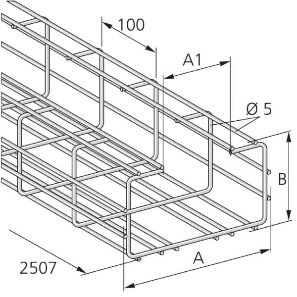 Pflitsch - Gitterrinne Gitterkanal GKX C 68x70 V4A C-Form,L=2500mm