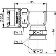 Telegärtner - Koax-Steckverbinder N-Kabelwinkelstecker 100023971 RG-141A/U RG-142B/U