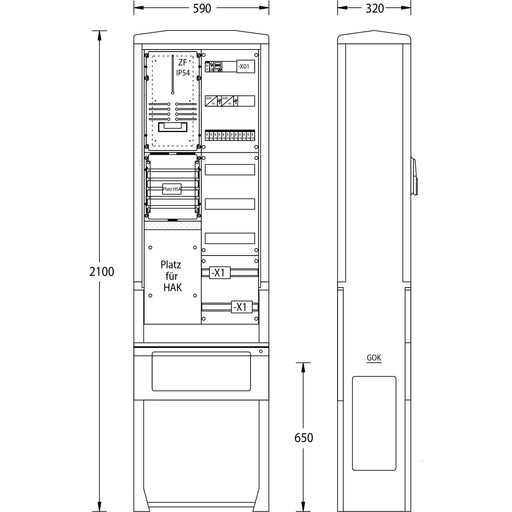 uesa - Zähler-Komplettschrank Straßenbeleuchtungssäule SB-S-4G WEMAG AG 2100x590x320mm