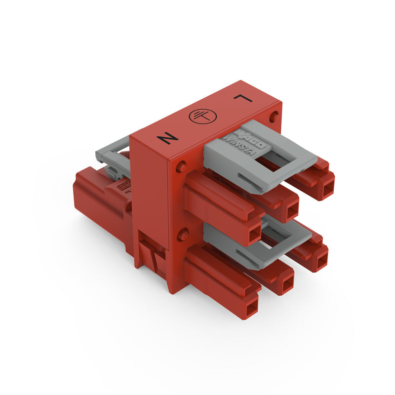 WAGO - Kompaktverteiler für steckbare Gebäudeinstallation h-Verteiler 3-polig 770-936 Kod. P,rot − 50 Stück