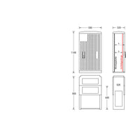 uesa - Gehäuse/Schaltschrank (leer) Normschrank IP44 A070-M-1100 1100x590x320mm