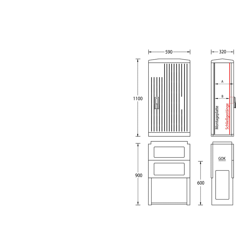 uesa - Gehäuse/Schaltschrank (leer) Normschrank IP44 A070-M-1100 1100x590x320mm