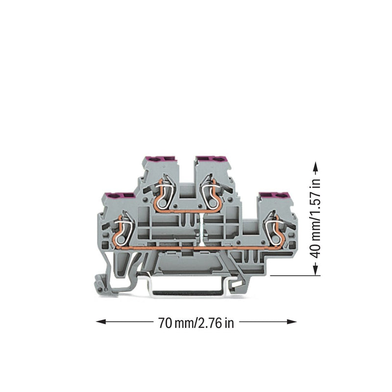 WAGO - Durchgangs-Reihenklemme Doppelstockklemme 870-508 0,08-2,4mmq grau L