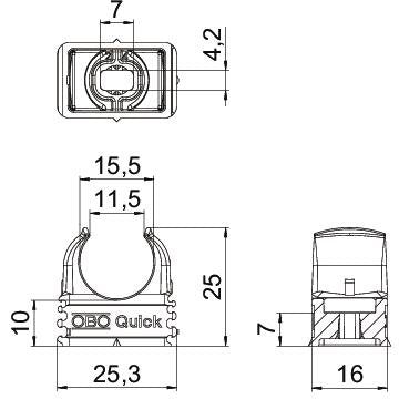OBO Bettermann - Rohrschelle Quick-Schelle 2955 M16 SW M16 − 100 Stück