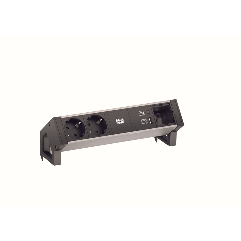Bachmann - Mehrfachsteckdose Steckdosenleiste 937.304 DESK2 ALU BLACK