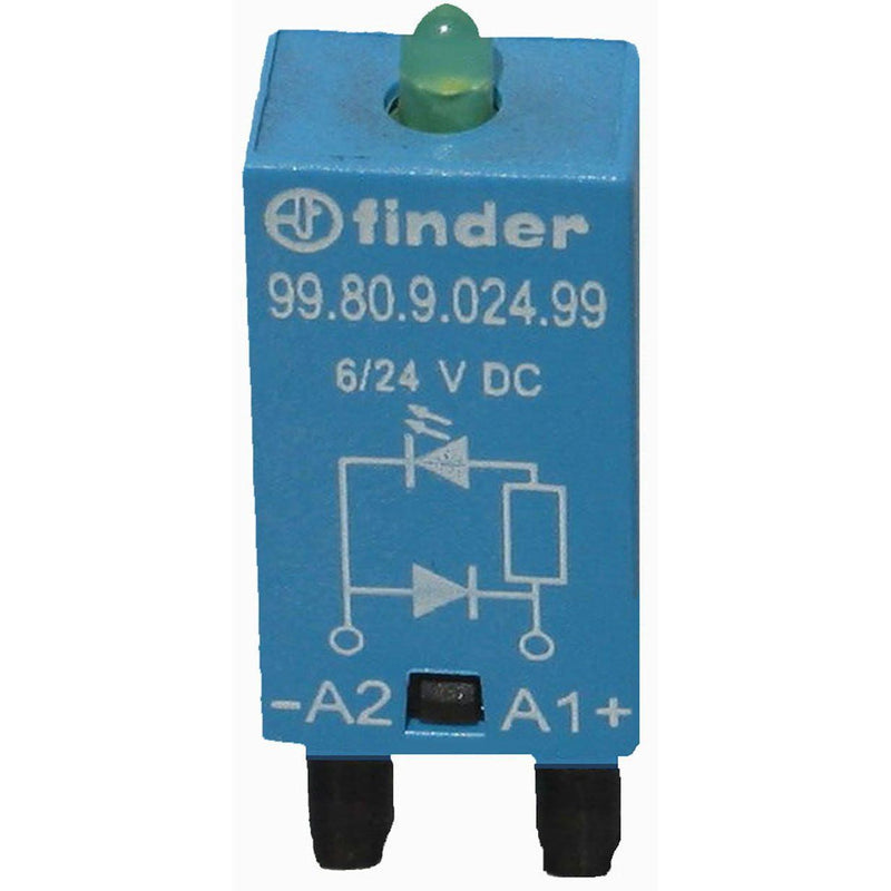 Finder - Baustein für Schutzbeschaltung LED gn + Diode 6.. 24VDC 99.80.9.024.99 f.Fas. 94.82/83/84