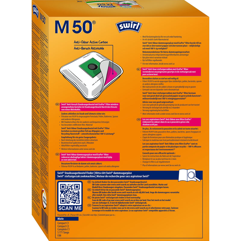 Swirl - Zubehör/Ersatzteile für Bodenpflege Staubbeutel M 50 Anti-Odour VE4 für Miele