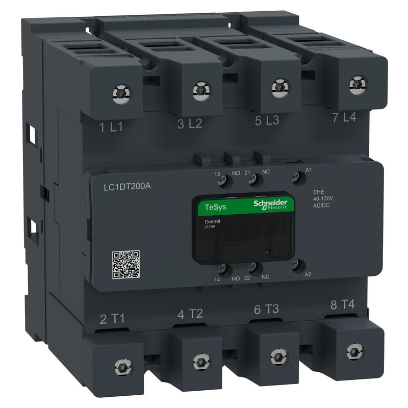 Schneider Electric - Leistungsschütz zum Schalten von Wechselstrom Schütz 4P 200A AC1 48-130V LC1DT200AEHE AC/DC 1S1Ö − 1 Stück