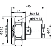 Telegärtner - Koax-Steckverbinder 7-16 Kabelstecker 50 Ohm 100024390 RG-214/U RG-213/U