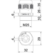 OBO Bettermann - Kabelverschraubung V-TEC VM25 5x4 M25, PA, lichtgrau − 25 Stück