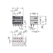 WAGO - Leiterplattensteckverbinder Doppelstock-Stiftleiste 734-1446 THT Lötstift 1x1mm − 25 Stück