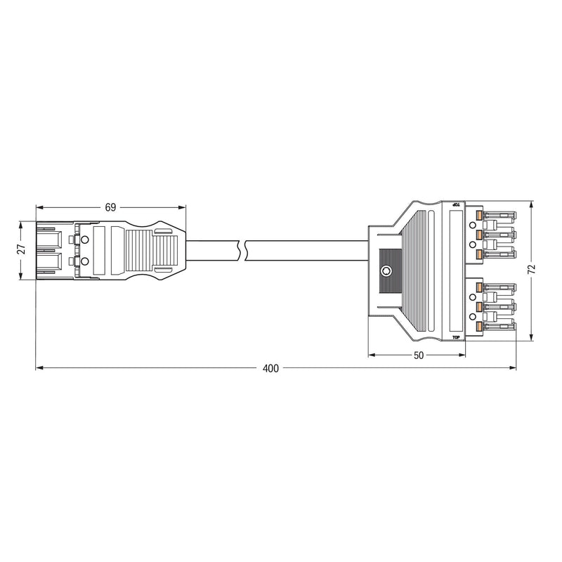 WAGO - Konfektionierte Leitung für steckbare Gebäudeinstallation konfektionierte Y-Leitung 771-5001/296-000 Eca,Kod. A,sw