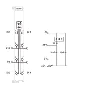 WAGO - Feldbus, Dez. Peripherie - Digitales Ein-/Ausgangs-Modul 4-Kanal-Digitaleingang 753-409 DC 24 V,0,2 ms,lgr