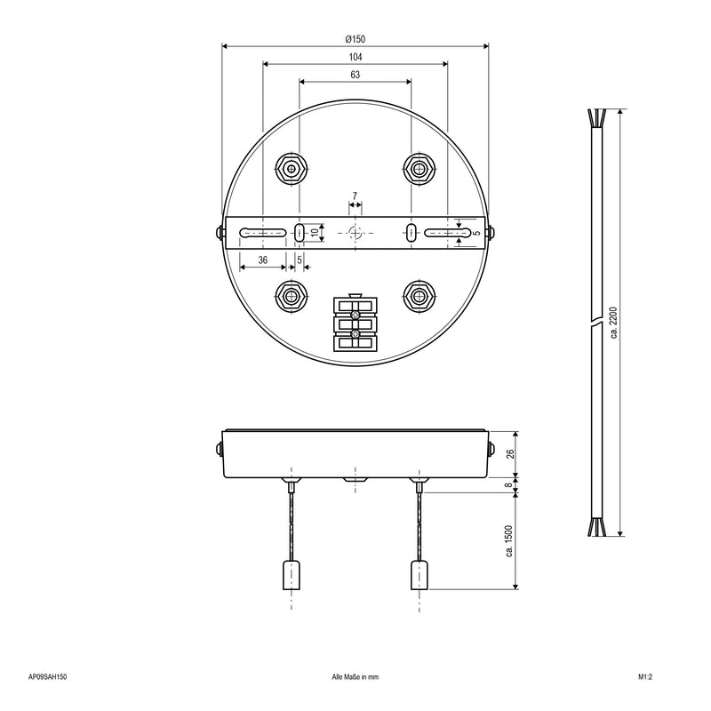 EVN Lichttechnik - Mechanisches Zubehör/Ersatzteile für Leuchten Seilabhängung AP09SAH150