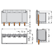 WAGO - Leiterplattensteckverbinder THT-Stiftleiste Lötstift 2092-3402 1,4mm,gerade,lgr − 100 Stück