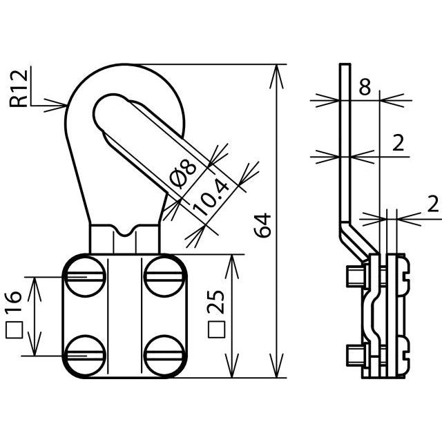 DEHN - Zubehör/Ersatzteile für Erdung und Blitzschutz Erdungskabelschuh EKSO810AQ616CUGALZN 6-16 (B)offen M8/M10