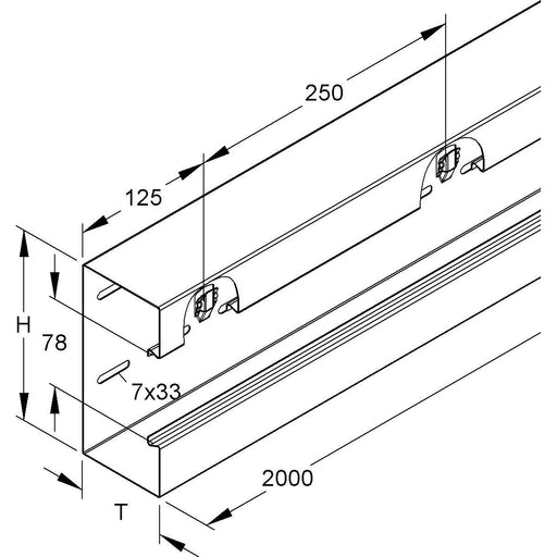 Niedax - Geräteeinbaukanal Gerätekanal-Unterteil GKU 220-78T80 L − 6 Meter