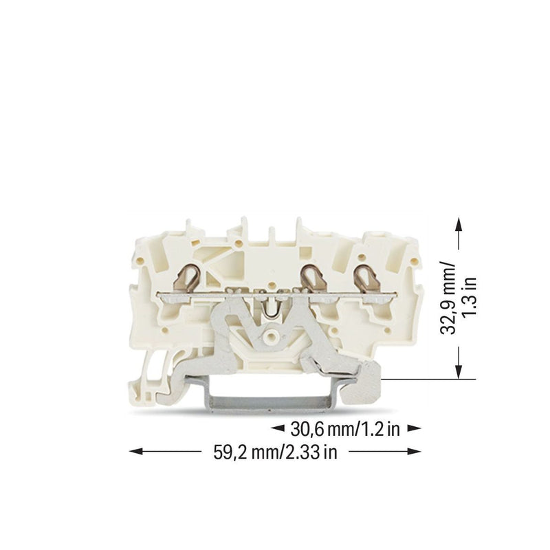 WAGO - Schutzleiter-Reihenklemme 3-Leiter-Schirmleiterklemm 2001-1308 weiß − 100 Stück