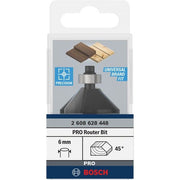 Bosch - Fräser PRO Fasefräser, 2608628448 45°, Schaft 6 mm