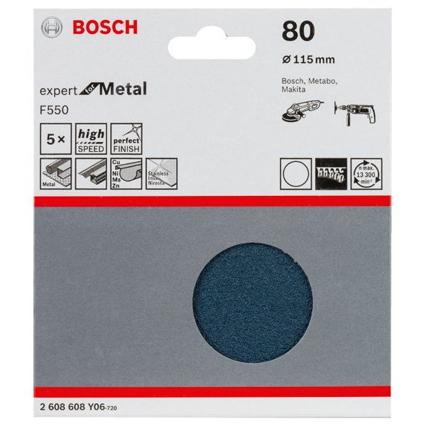 Bosch - Schleifpapier/Schleifvlies Schleifblatt F550, Expert 2608608Y06 for Metal 115 mm 80