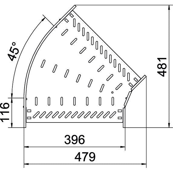 OBO Bettermann - Bogen für Kabelrinne Bogen 45 Grad RB 45 140 FT 110x400 tauchfeuerv