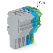WAGO - Ein- und mehrpolige Klemmenleiste 1-Leiter-Federleiste 2022-105/000-038 4 mm²,gr/bl/gn-ge − 50 Stück