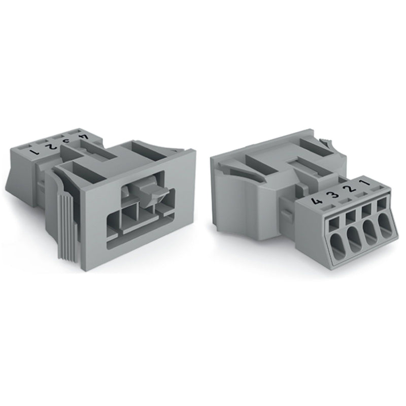 WAGO - Geräteanschluss für steckbare Gebäudeinstallation Snap-In-Stecker 890-754 4-polig,Kod. B,grau − 50 Stück