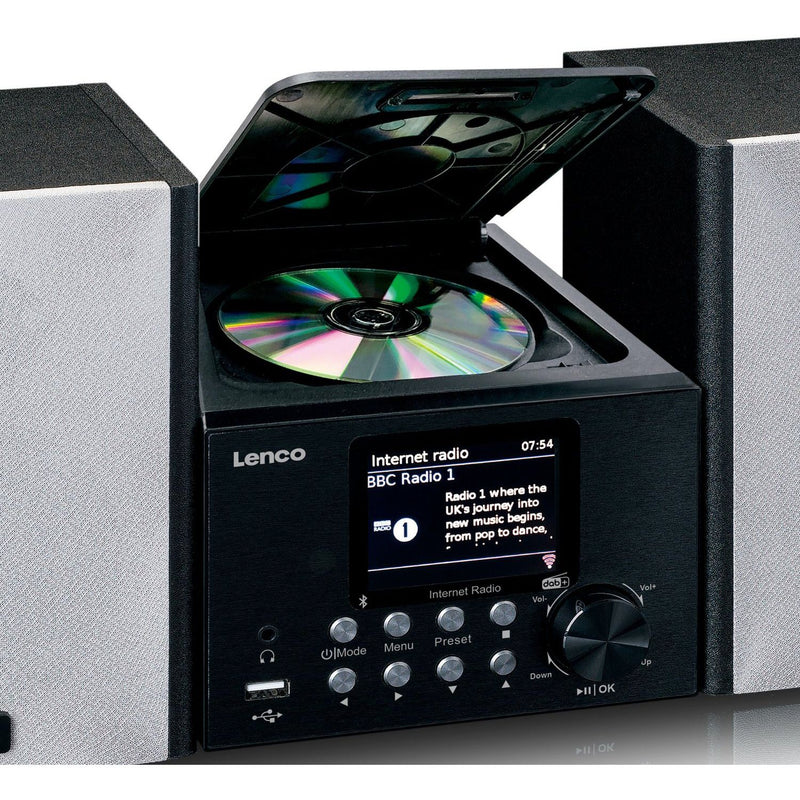 LENCO - HiFi-Komplettsystem Microanlage/Internet-Radio MC-250 Black WiFi/DAB+/FM/CD