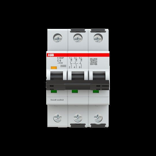 ABB Stotz S&J - Leitungsschutzschalter Sicherungsautomat S303P-C8 25kA, 8A, 3P
