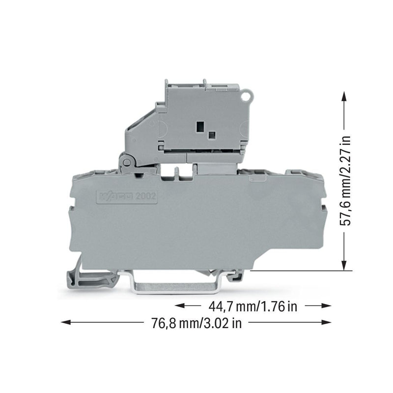 WAGO GmbH & Co. KG - Sicherungs-Reihenklemme 3-Leiter-Sicherungsklemme 2002-1711 2,5mm² gr, Si.halter  − 50 Stück