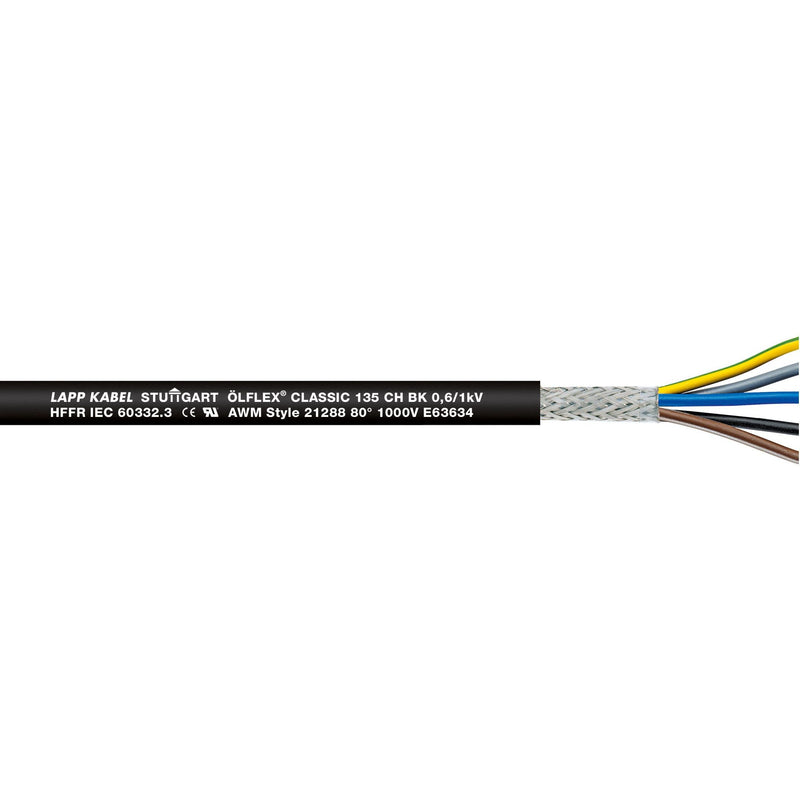 Lapp Kabel&Leitung - Energiekabel >= 1 kV, für ortsveränderlichen Einsatz ÖLFLEX CLASSIC 135 CH BK 1123477 0,6/1 kV 3G2,5