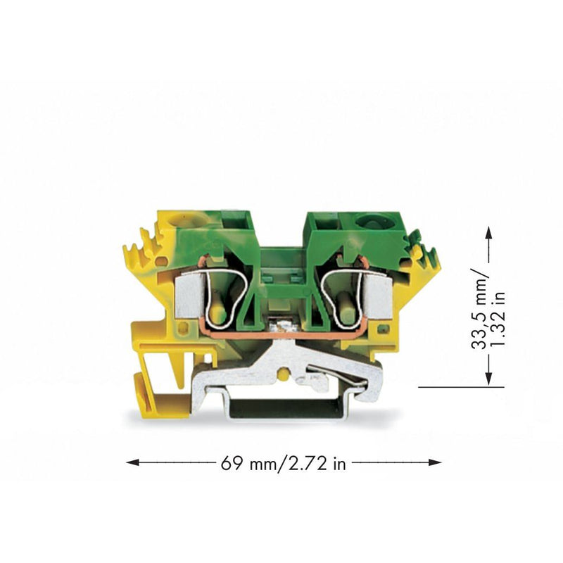WAGO - Schutzleiter-Reihenklemme 2-Leiter-Schutzleiterklem. 284-607/999-950 10mm² − 25 Stück