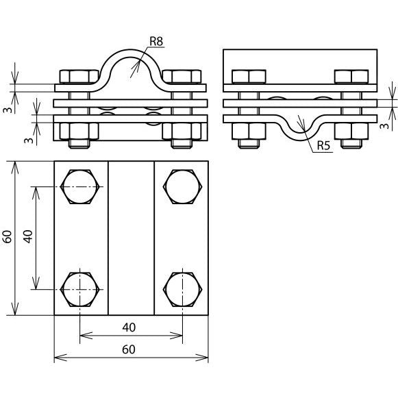DEHN - Verbinder für Blitzschutz Kreuzstück NIRO KS8.1016FL30ZPV4A f.Rd 8-10/16mm