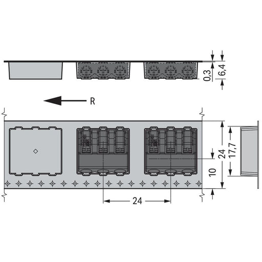WAGO - Ein- und mehrpolige Klemmenleiste SMD-Leiterplattenklemme 2061-623/998-404 Drücker,1,5mm²,sw − 4050 Stück