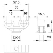 OBO Bettermann - Befestigungsschelle für Kabel/Rohre Sockel-Klemmschelle 2962 2x16 − 50 Stück
