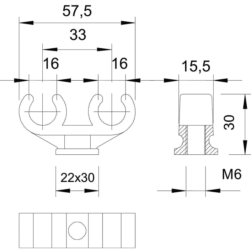 OBO Bettermann - Befestigungsschelle für Kabel/Rohre Sockel-Klemmschelle 2962 2x16 − 50 Stück